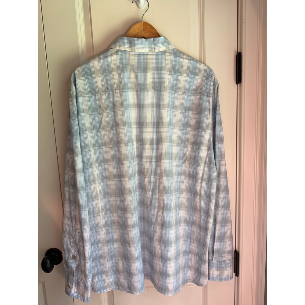 Fish Hippie Co Rowe Performance Plaid Shirt Mens XL Blue White Long Sleeve - Picture 4 of 4